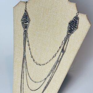 Glamorous Vintage Silver Layered Necklace